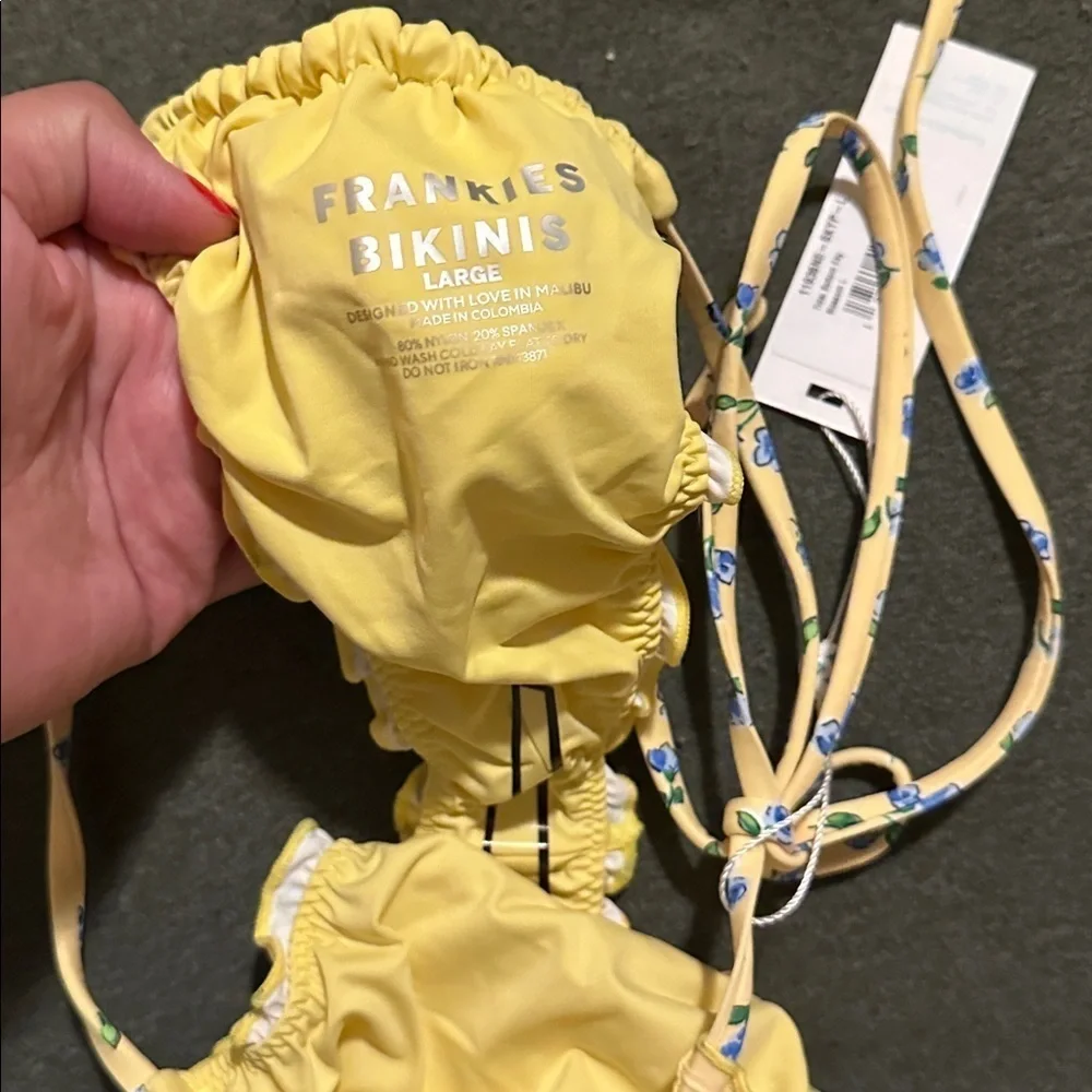 Frankie's Bikinis Yellow Floral Bikini Bottom revolve